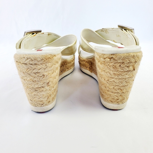 PRADA Espadrille White Leather Wedge Sandals - Picture 10 of 12